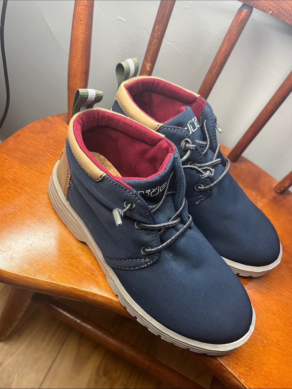 Hey Dude Spencer Youth Eco Boots Navy US Y2 L3 Lightweight Recycled PET Nylon - Picture 11 of 11